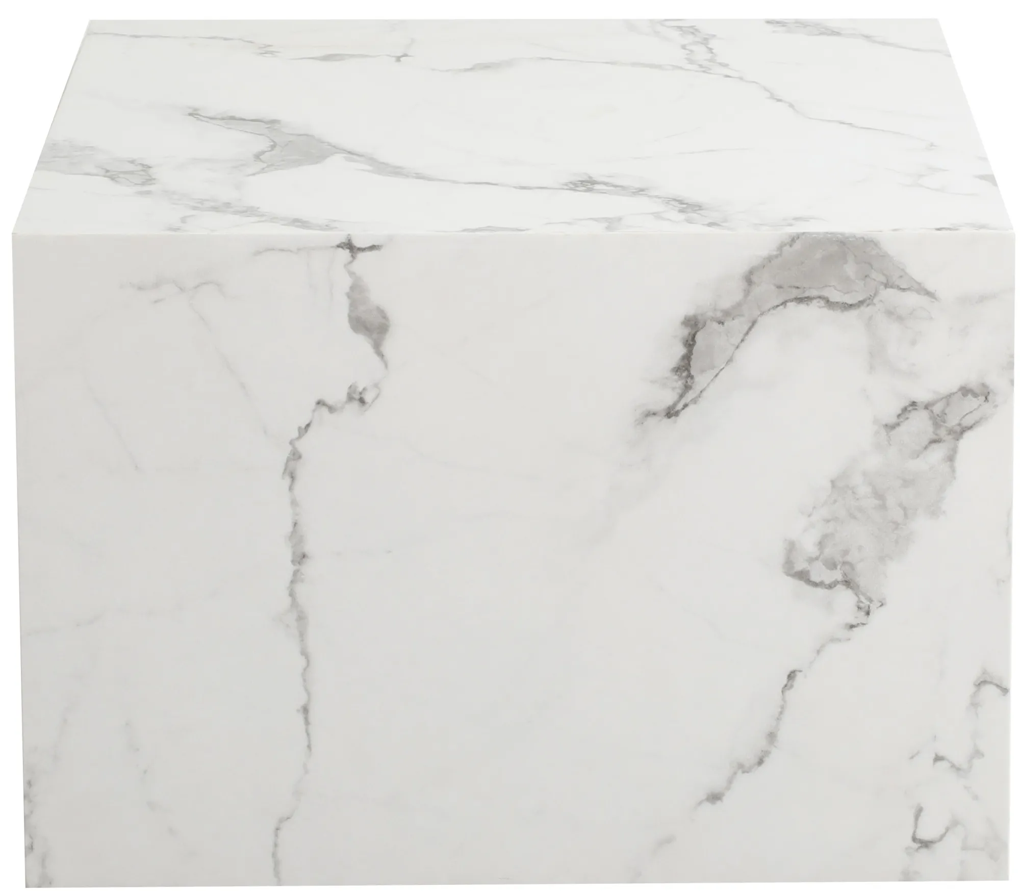 Homeville Avery sofabord i hvid marmorprint 50x50x35cm