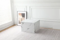 Homeville Avery sofabord i hvid marmorprint 50x50x35cm