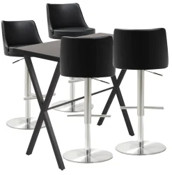 Homeville Barbord sæt Grappa sort/Luna barstol sort/krom