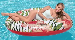 Bestway oppustelig luftmadras med blomster ø158cm