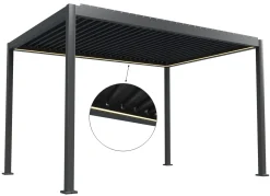 Essence elektrisk LED pergola med lameltag 400x300cm antracit