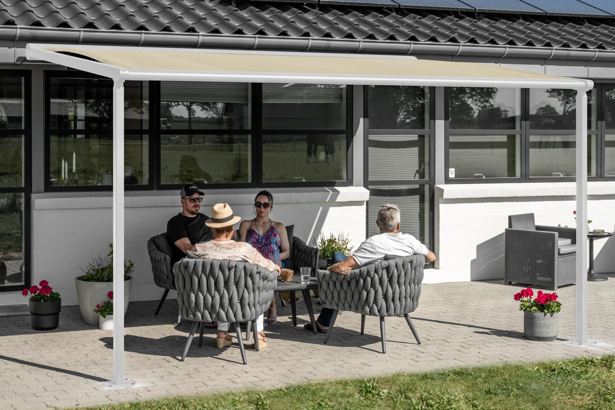 Essence elektrisk pergola markise 400x300cm hvid/creme