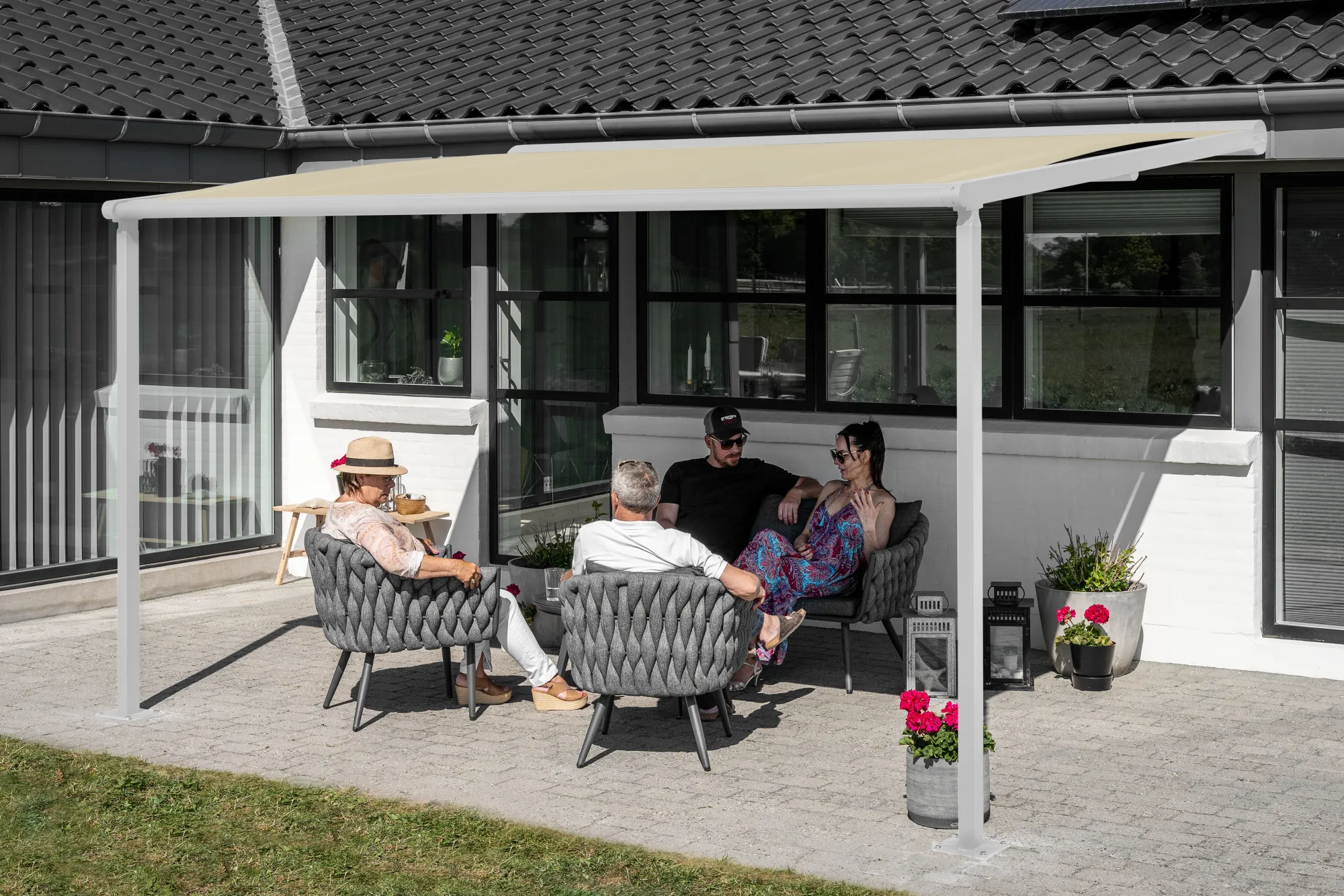 Essence elektrisk pergola markise 400x300cm hvid/creme