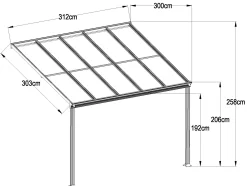 Essence pergola med polycarbonat 9m2