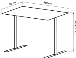 Homeville Hæve sænkebord brun 160x80cm