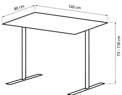 Homeville Hæve sænkebord hvid 140x80cm