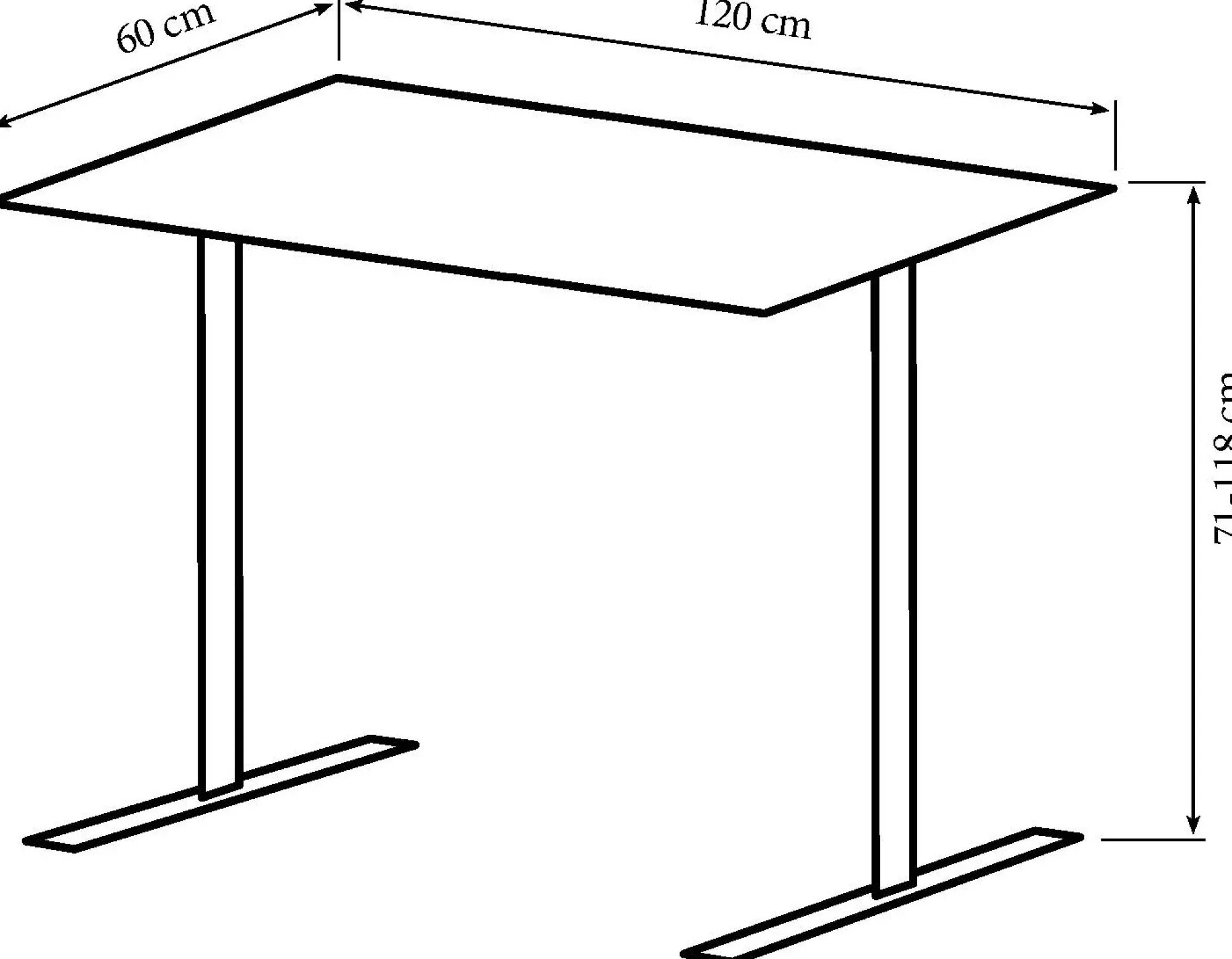 Homeville Hæve sænkebord sort 120x60cm