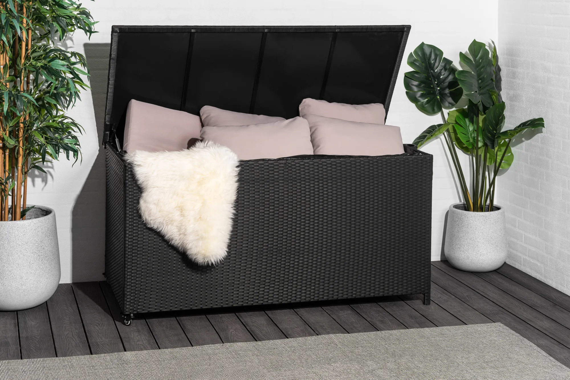 Homeville Hyndeboks med hjul 160x80x78cm sort