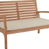 Moreland Ivory bænk i teaktræ med hynde 120x70x80cm