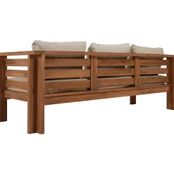 Moreland Jakarta bænk i teaktræ med hynder creme 200x70x60cm