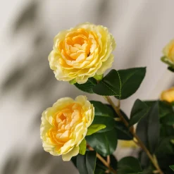 Homeville Kunstig kamelia japansk rosetræ gul 90 cm