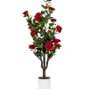 Homeville Kunstig kamelia japansk rosetræ rød 90 cm