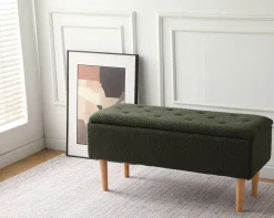 Homeville Lens med opbevaring teddystof grøn/natur