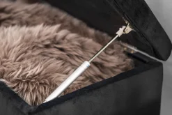Homeville Lens med opbevaring velour sort/natur
