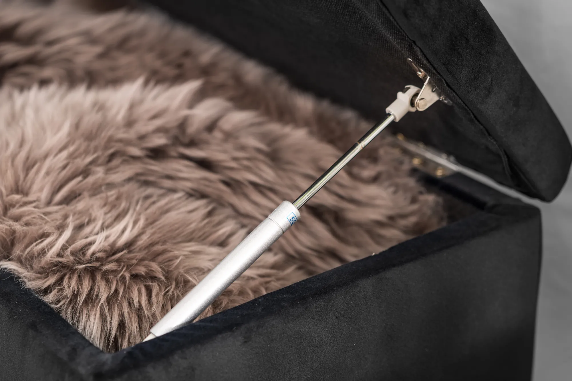 Homeville Lens med opbevaring velour sort/natur