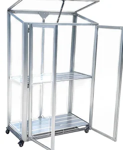 Moreland Minidrivhus med hjul poly sølv 77,6x41,5x111,1cm