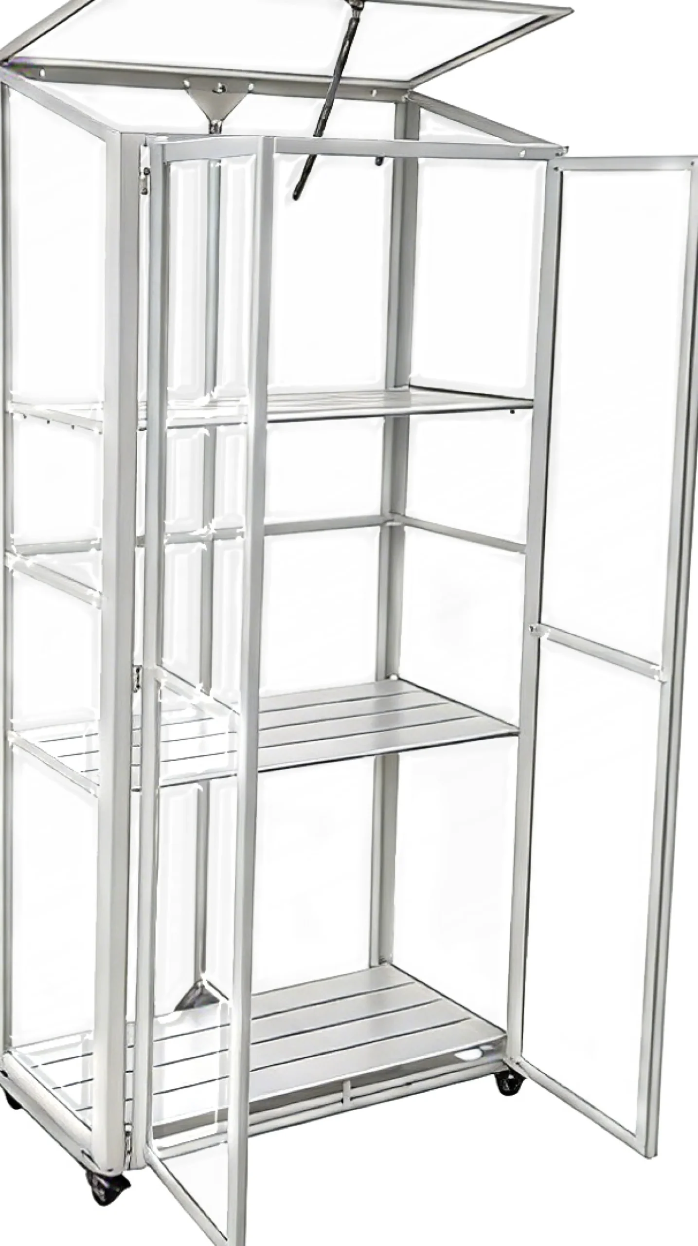 Moreland Minidrivhus med hjul poly sølv 77,6x41,5x151,1cm