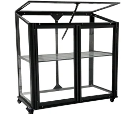 Moreland Minidrivhus med hjul poly sort 77,6x41,5x71,1cm