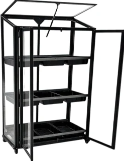 Moreland Minidrivhus med hjul poly sort 77,6x41,5x111,1cm.