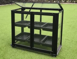 Moreland Minidrivhus med hjul sort 77,6x41,5x61cm