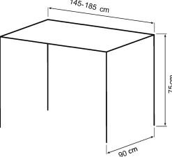 Homeville Pisa 185x90x75cm eg sort/sort