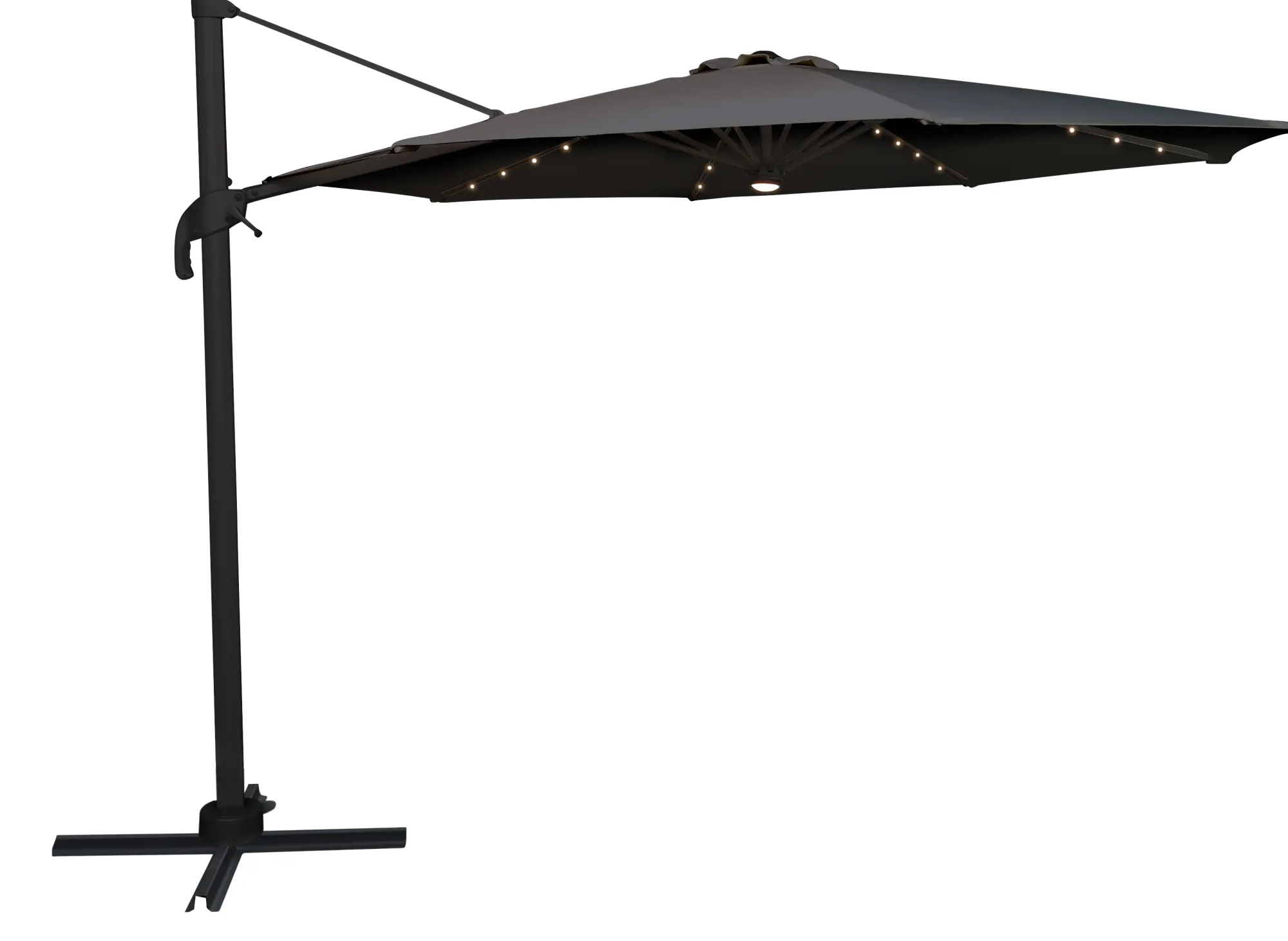 Moreland Roma parasol 360-rotation LED mørkegrå 3m