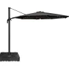Moreland Roma parasol 360-rotation LED mørkegrå 3m med Parasolfod 100L