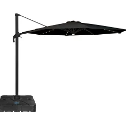 Moreland Roma parasol 360-rotation LED sort 3m med Parasolfod 100L