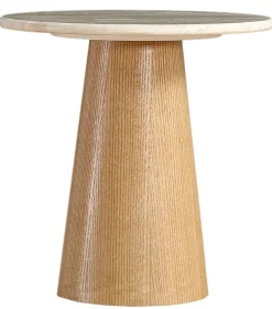 Homeville Saline sidebord marmor/træ natur ø40cm
